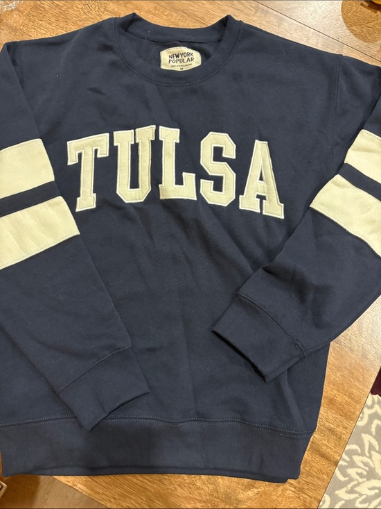 New York Popular Other - New York Popular Tulsa Graphic Sweatshirt Navy Blue White Stripes Mens M